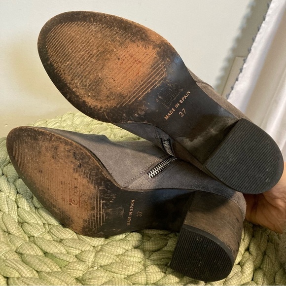 Jeffrey Campbell Slouch Ruched Oiled Gray Suede Block Heel Boots - Picture 8 of 10